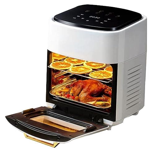 Image of Air Fryer Oven, 1300W Electric Hot Air Fryers With LED Digital Touchscreen Air Fryer Toaster Oven 15L Stainless Steel Convection Oven With Rotisserie, Visible Window ( Color : /White , Size : 220V )