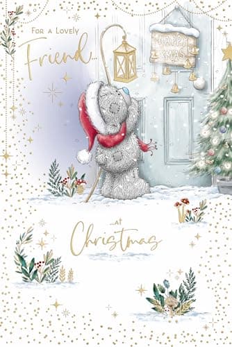 Image of Me To You Tatty Teddy Christmas Card For A Lovely Friend, Tatty Teddy With Lantern 6x9ins - Official Collection