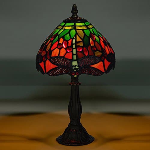 Image of 8" Mitcham Tiffany Glass Dragon Fly Table Lamp