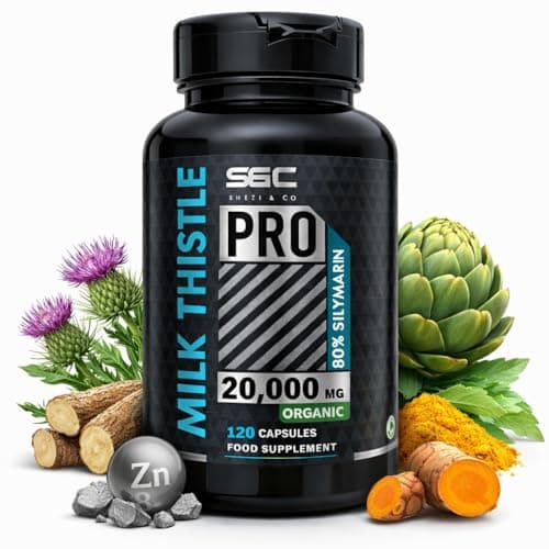 Image of Milk Thistle High Strength 20000mg Tablets Capsules (120 Day Supply) – 80% Silymarin Liver Detox & Support Supplement with Dandelion Root, Turmeric, Artichoke, Burdock & Zinc – Pure Vegan Extract