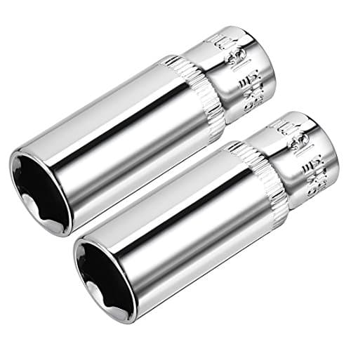 Image of sourcing map 2 Pcs 1/4 Inch Drive 13mm 6-Point Deep Socket, Metric, Cr-V (Polishing)