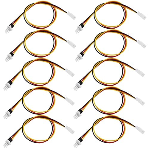 Image of OTOTEC 10PCS PC Fan Power Extension Cable 30cm 3-Pin Male Plug to Female Socket Fan Connector Wire Cooling Fans Cable for Cooling Computer CPU Fan