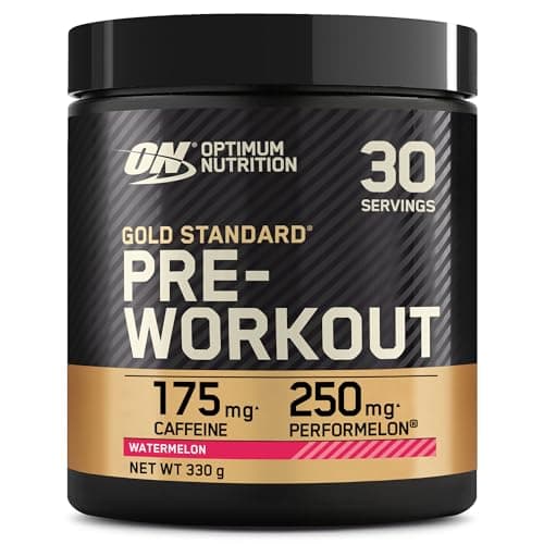 Image of Optimum Nutrition Gold Standard Pre Workout Powder, Energy Drink with Creatine Monohydrate, Beta Alanine, Caffeine and Vitamin B Complex, Nutrition Supplement, Watermelon Flavour, 30 Servings, 330 g
