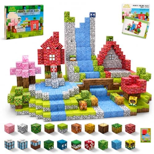 Image of Jolly Blocks Magnetic Blocks, 101PCS Magnetic Building Blocks, Constructions Toys for Boys & Girls Age 3 4 5 6 7 8 9 10 STEM Montessori Stacking Toy, Sensory Brithdays for Toddlers
