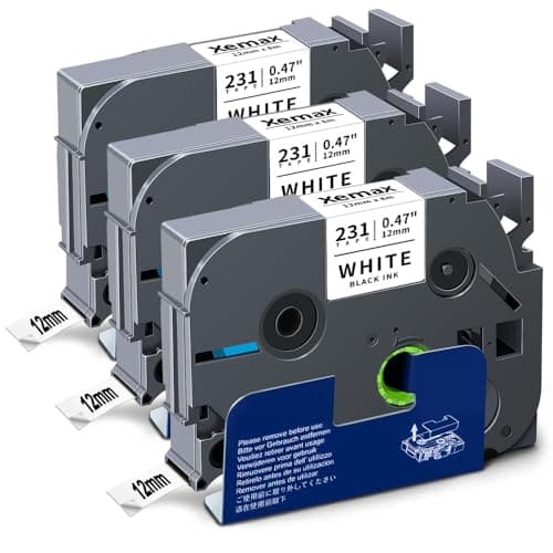 Image of 3X XemaX Compatible for Brother Label Printer Tape 12mm TZe-231 P-Touch Label Tape Cassette for Brother P-Touch Labeller PT-E110 H100R H110 H101C H108 E100 H100LB H105, Black on White