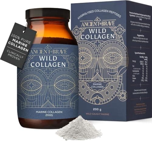 Image of Ancient + Brave Wild Collagen 200g - Marine Collagen Powder (Fish) - 100% Hydrolysed Collagen Peptides (Type I) - Fasting and Keto Friendly - Neutral Tasting, Skin, Hair & Nails - 30 Day Supply