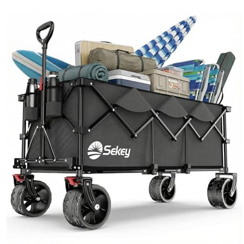 Image of Sekey XXXL Handcart Foldable 300 L 200 kg Load Capacity Foldable Handcart 17 x 10 cm Extra Wide Tyres All Terrain Patented Foldable from Four Directions XXXL Super 4013 Anthracite