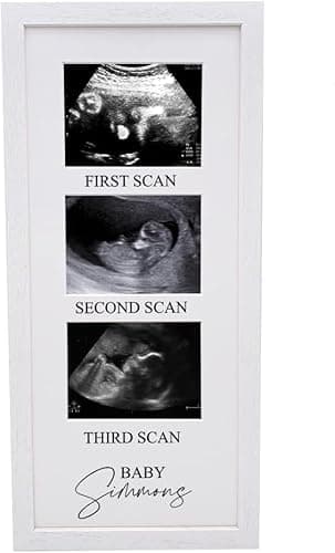 Image of Personalised Wooden Baby Scan Photo Frame With Multi aperture Three Photos