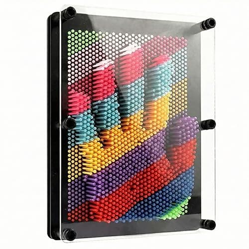 Image of The Magic Toy Shop 3D Pin Art Toy - Rainbow Colour Impression Sculpture & Sensory Gadget - Retro Classic Hand Mould Game with Black Frame - Desk Toy Stocking Filler for Kids & Adults, 20 x 15cm