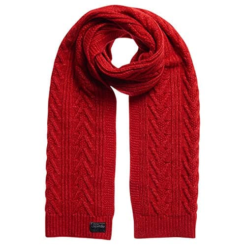 Image of Superdry Women's Cable Lux Knitted Scarf, Flame Marl, One size