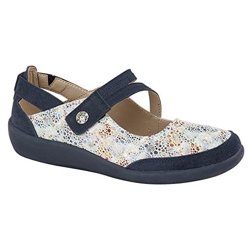 Image of Boulevard Ladies Super Comfy Wide Fit Velcro Casual Shoes (5, Navy/Multi)