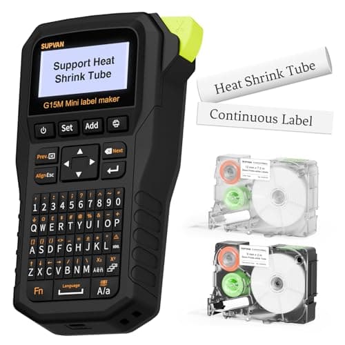 Image of SUPVAN G15M Mini Portable Label Maker Machine with Heat Shrink Tube, Rechargeable 1200mAh Battery Thermal Transfer Printer, Compatible with Multi-Type Label, Home, Garage, Office & Outdoor