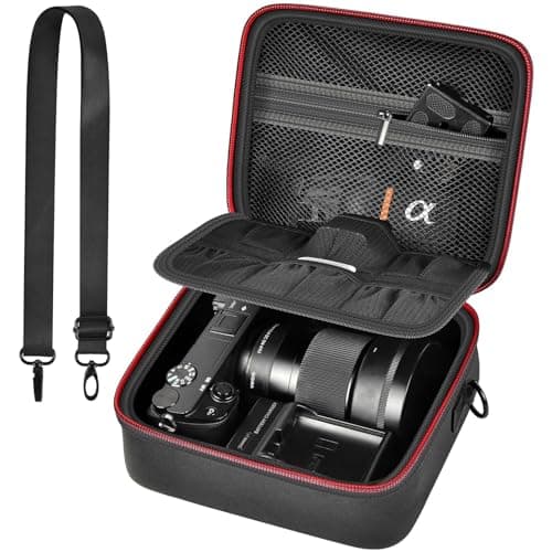 Image of Camera Case for Sony Alpha ZV-E10 Alpha a6400/ a6700/ a6100/ a6000/ a6600/ a6500 Mirrorless Digital Camera, Hard Travel Bag with a Shoulder Strap for Lens & Accessories (Box Only)