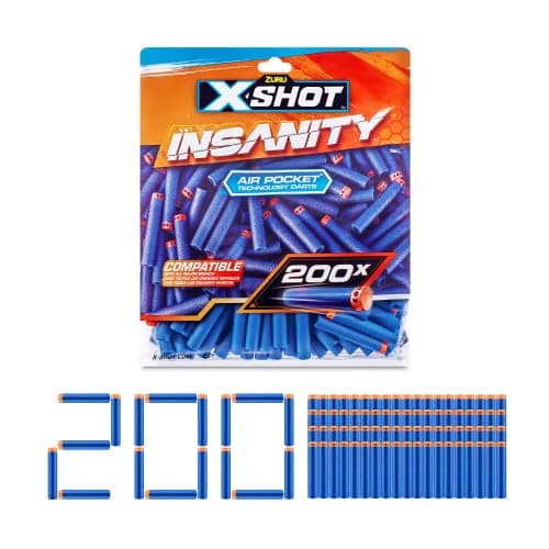 Image of XSHOT Insanity 200 Dart Refill Pack by ZURU, Compatible with XSHOT and Other Brands, Blaster Outdoor Toys