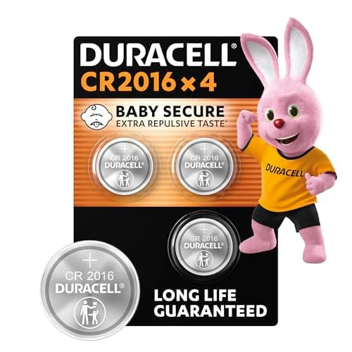 Image of DURACELL 2016 Lithium Coin Batteries 3V (4 Pack) - Long-life Guaranteed - Baby Secure Technology - For Use in Key Fobs, Small Home Remotes, Fitness Watches - Baby Secure Packaging