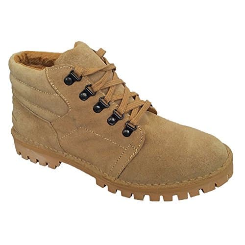 Image of Mens New Light Taupe Real Suede Padded Ankle D Ring Lace Up Leisure Boots (Mens UK 8)