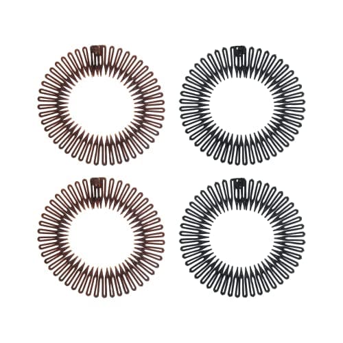 Image of Comb Headband 4 Pieces Full Circular Stretch Flexible Zig Zag Hairband Plastic 90s Hair Band for Women and Girls