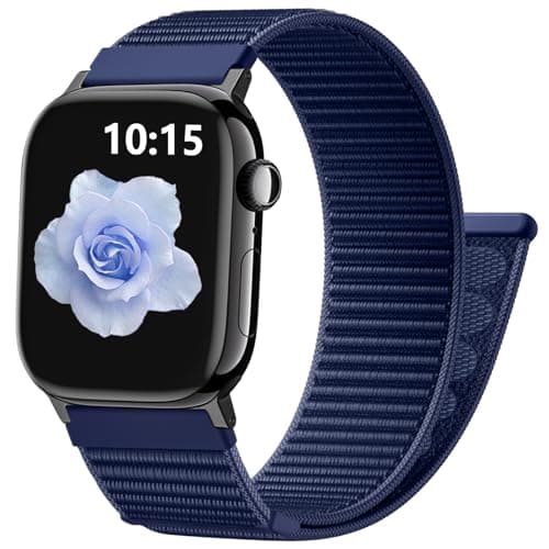 Image of CeMiKa Nylon Loop Strap Compatible with Apple Watch Strap 40mm 42mm 41mm 38mm Men Women - Nylon Sport Soft Breathable Band for iWatch SE Series 11 10 9 8 7 6 5 4 3 SE3, Blue