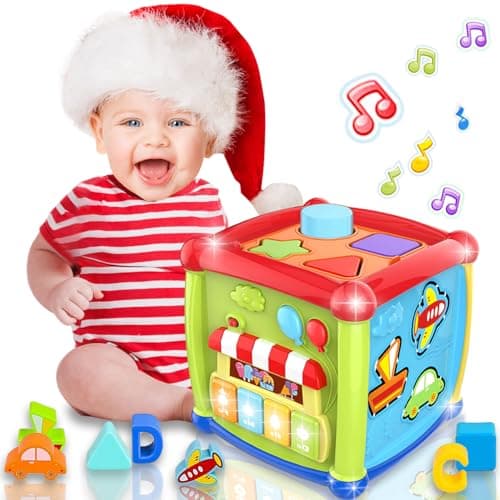 Image of Gzolxkwin Activity Cube Baby Toys,6-in-1 Early Educational Music Light Up Piano Baby Toys for 6 12 18 Months,1 Year Old Baby Toys Play Center,Montessori Toys for 1 2 3 Years Old Boys Girls