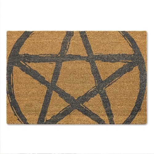 Image of A1 Graphics Ltd Pentagram Brush Door Mat Front Doormat First Home Couple's Gift Gothic Pagan Doormat Spooky Gift Halloween
