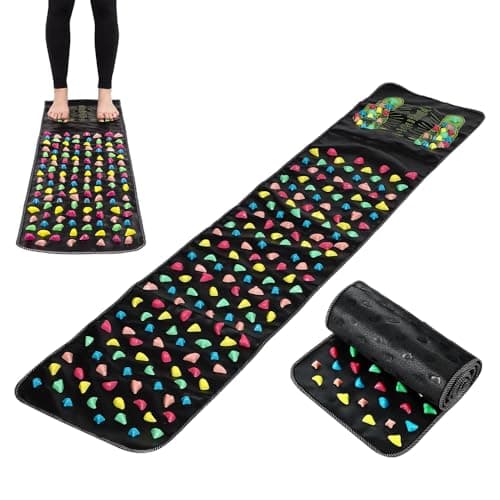Image of Weciau Foot Massage Mat, 35×120cm Foldable Reflexology Mats, Acupuncture Mat for Feet, Limitation Stone Foot Massage with Chart for Feet Relaxation and Fatigue Relief