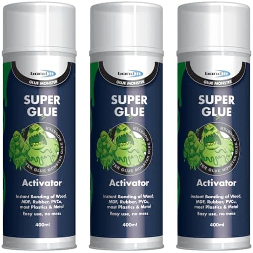 Image of Bond It Super Glue Activator Spray Pack of 3 (400ml Each) – Fast-Dry Glue Activator for Cyanoacrylate Adhesives, Improves Bonding on Difficult Surfaces, Reduces Bloom, Ideal for Instant Super Glue