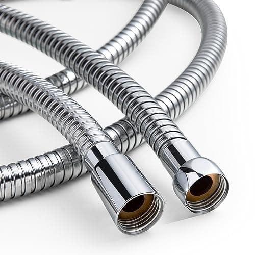 Image of OFFO Large Bore Shower Hose, 11mm Bore High-Flow Anti-Kink Shower Hose Stainless Steel Replacement High Pressure Shower Hoses,Universal Leakproof 1.5m,Chrome