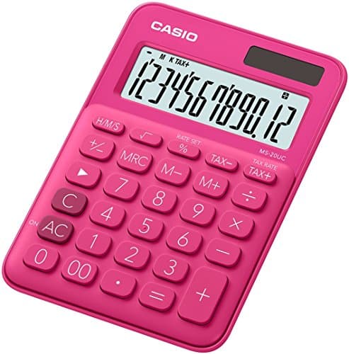 Image of Casio MS-7UC Desktop Calculator 10 Digits in Trendy Colours Tax Calculator Sign Change Solar/Battery Operated