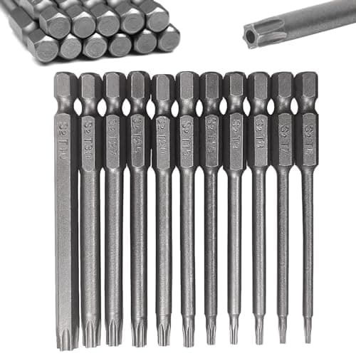 Image of 100mm Torx Screwdriver Bit Sets, 11pcs T6-T40 Security Torx Bit Set 1/4 Inch S2 Steel Star Magnetic Screwdrivers Drill Bits Tool
