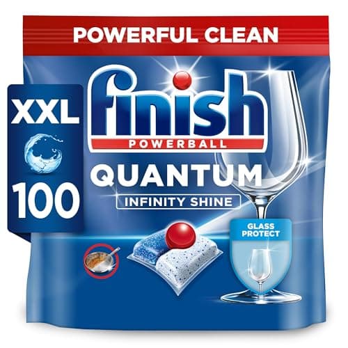 Image of Finish Dishwasher Tablet, Quantum Infinity Shine, 100 Tablets, Original Fresh Scent, Powerful Clean & Shine Detergent Tabs, Tough on Grease Stains