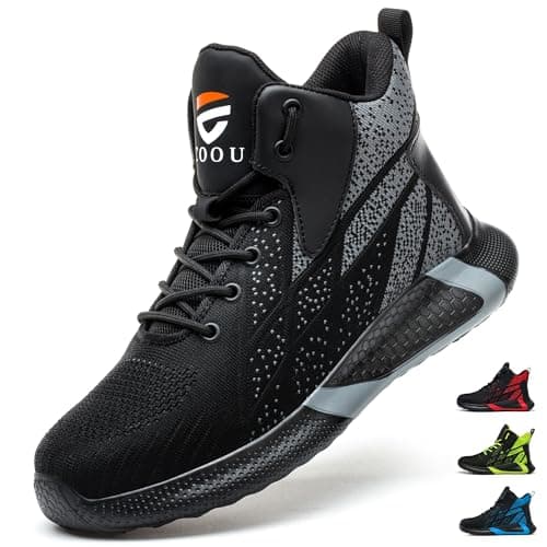 Image of PAQOZKC Lightweight Safety Shoes Men Women Work Trainers Steel Toe Caps Sport Safety Boots Breathable Slip on Industrial Sneakers 8081/Black 6UK