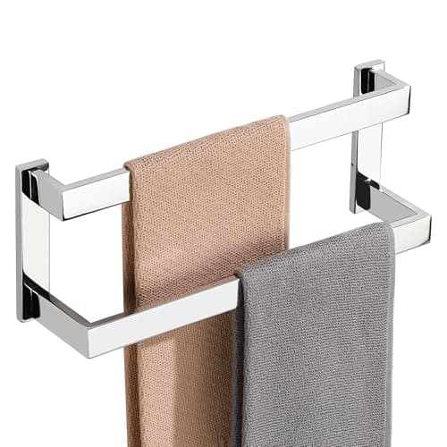 Image of SAYAYO Chrome Towel Rail Wall Mounted 40CM Double Bath Towel Holder for Bathroom Kitchen, 2-Tier Towels Rack SUS304 Stainless Steel