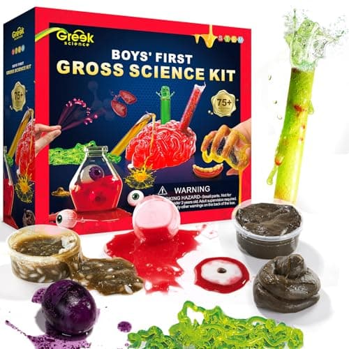 Image of Greek Science Boys First Gross Science Kit for Kids Age 8-12, Slime Kit & Science Experiments for Kids, STEM Toys Christmas Birthday Gift Ideas for Boys 8-12 – Brain Dissection, Poop Experiment