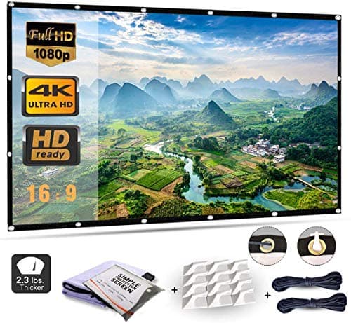 Image of Mebios 120 Inch Projection Screen, Portable HD 4K Screen for School Home Theatre Cinema, Matte White Widescreen, Wall Mount, 271cm(W) X 155cm(H), Canvas, 160deg Viewing Angle