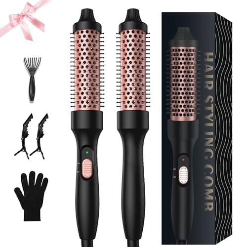Image of UKLISS Thermal Brush 32mm, Beginner-Friendly Heated Round Brush - 3 in 1 Heated Curling Brush, to Increase Hair Volume, Make Hair Smoother & Shinier & Loose Curls, Double Voltage for Travel
