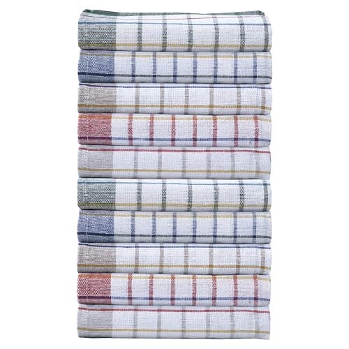 Image of Olivia Rocco Pack of 10 Wonderdry Tea Towels Kitchen 100% Cotton Super Absorbent Quick Drying Dish Bar Cloth Set Reusable Cleaning Towel, Assorted