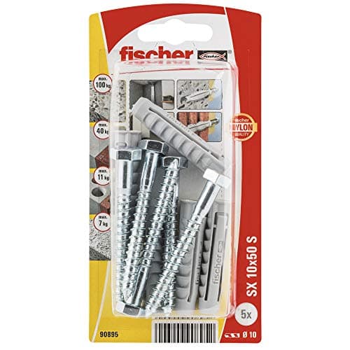 Image of fischer 90895 SX Expansion Wall Plug with Screw - 10 x 50 (Pack of 5)