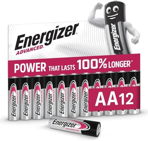 Image of Energizer Advanced - AA Batteries (Pack of 12) - 1.5 V Alkaline Batteries - Powerful and Durable - Made in the EU - 100% Plastic-Free Packaging - 10 Years Shelf Life [Exclusive to Amazon]