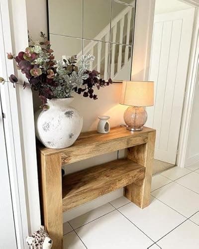 Image of Elm home and garden Solid Wood Console Hall Telephone Table 76cm High x 100cm Wide x 26cm Deep (Light)