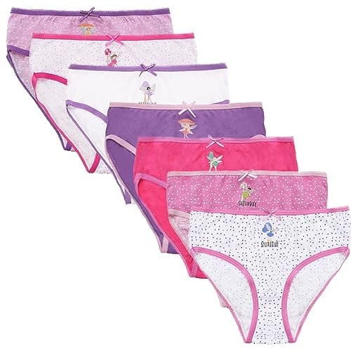 Image of Fashion by Purdashian New Girls Underwear | Cotton Mix Young Girls Pants | Kids Briefs | Multipack Knickers (UK, Age, 3 Years, 4 Years, Regular, Pack Of 7 Fairies Designs)