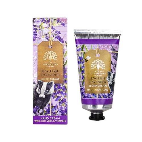 Image of The English Soap Company Anniversary English Lavender Hand Cream - Moisturising Shea Butter, Aloe Vera and Beeswax Formula - Relaxing Floral Scent, Recyclable Aluminium Tube, Made in England - 75ml