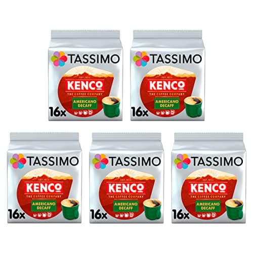 Image of Tassimo Kenco Americano Decaff Coffee Pods x16 (Pack of 5, Total 80 Drinks)