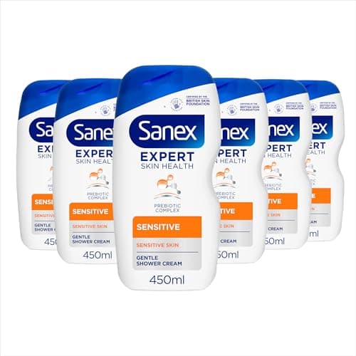 Image of Sanex Body Wash, Expert Skin Health, Sensitive Shower Gel, Dermatologist Tested Gentle for Sensitive Skin, Multipack, 6 Pack, 450ml Bottles
