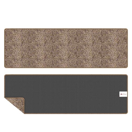 Image of Vinsani Non-Slip Indoor Magic Clean Step Mat Machine Washable Floor Doormat Super Absorbent Carpet Runner Entrance Rug Liner - Coffee - 45 X 150 cm