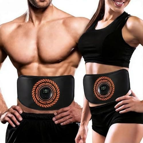 Image of EMS Muscle Stimulator,Abdominal Toning Belts with USB Rechargeable, 19 Intensity Levels ABS Trainer Belt for Home Body Fitness Stimulator,With Massage Function(No Need Replacement Pads or Gel)