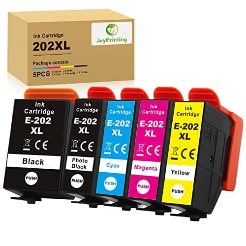 Image of JoyPrinting 202XL Ink Cartridges for Epson 202 202XL Ink Compatible with Epson Expression Premium XP-6000 XP-6001 XP-6005 XP-6100 XP-6105 Printers (1Black 1Cyan 1Magenta 1Yellow 1Photo Black, 5-Pack)