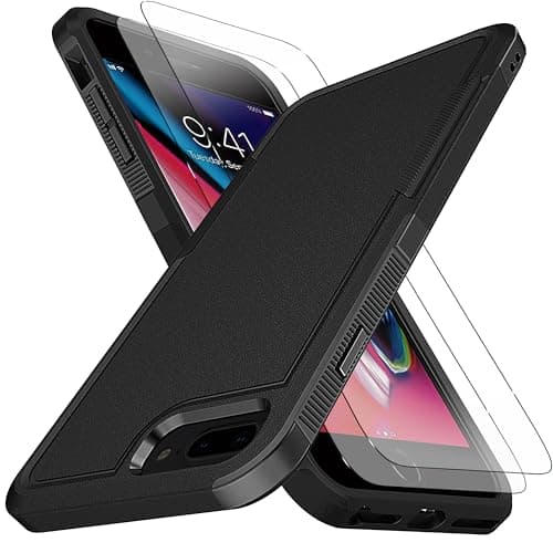 Image of KaiMai for iPhone 8 Plus Case, iPhone 7 Plus Case [10 FT Military Grade Drop Protection] [Non-Slip] [2 pcs TPE HD Screen Protector] Heavy Duty Full-Body Shockproof Case for iPhone 7 Plus/ 8 Plus-Black