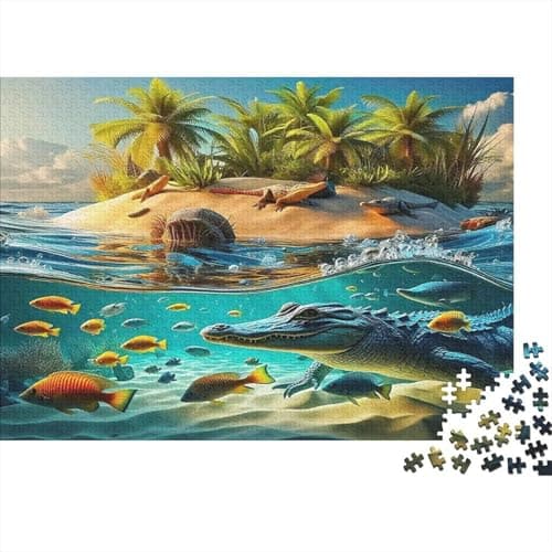 Image of Tropical Island Jigsaw Puzzle 1000 Pieces Paper Adult Underwater Animals Relaxing Focus Home Gift 52x38cm/1000pcs