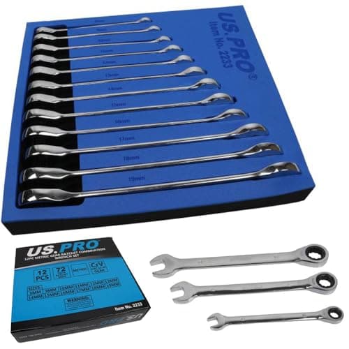 Image of US Pro Professional Trade Quality 12 Piece Metric Combination Ratchet Spanner Set, 8-19mm B2233