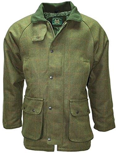 Image of Country Wear New Mens Derby Wool Branded British Made Quilted Waterproof Breathable Tweed Jacket Coat Fishing Hunting Shooting Farming Outerwear (Dark Green 3XL)